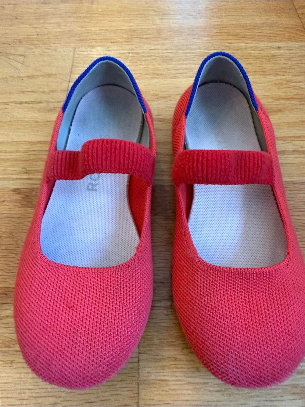 Rothy's Red Knit Mary Jane Flats with Elastic Strap